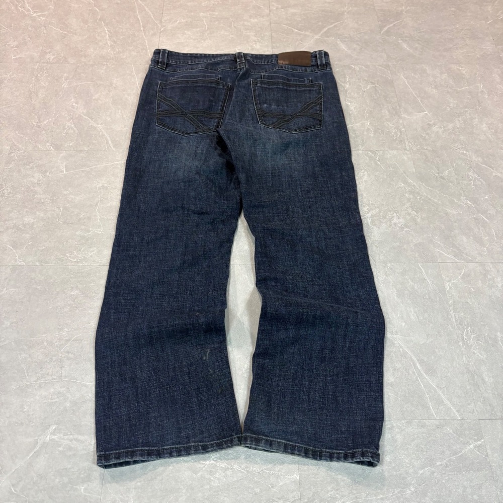 TK Axel Mens Slim Bootcut Jeans Dark Wash Denim 34x30 Embroidered Pockets